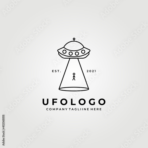 ufo line art logo, alien logo vector illustration design graphic
