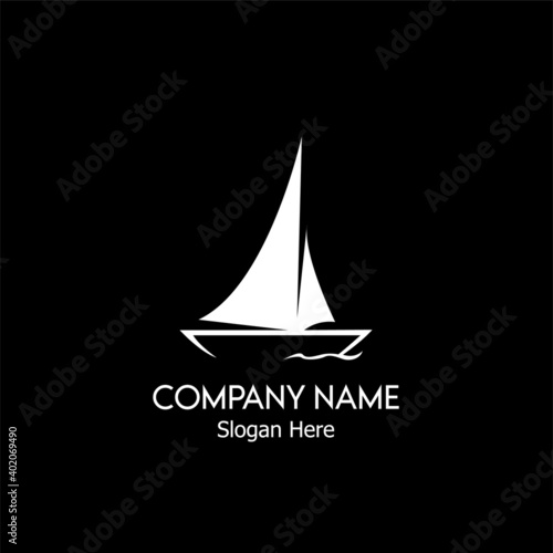 yacht silhouette illustration with black