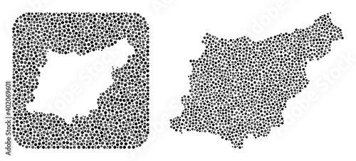 Map of Gipuzkoa Province mosaic created with spheric dots and carved shape. Vector map of Gipuzkoa Province mosaic of spheric blots in different sizes and grey color hues. photo
