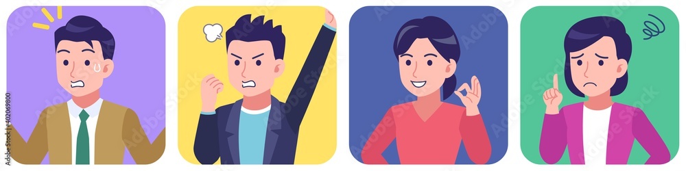 4 people in bright colors