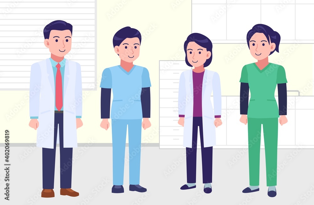 Young and healthy healthcare professionals with background