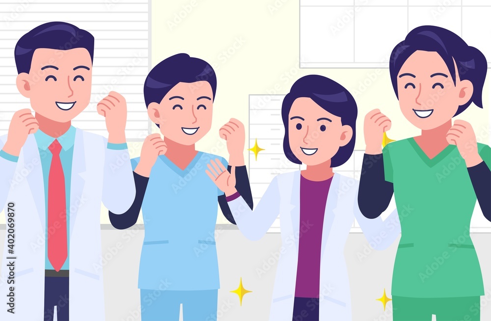 Young and healthy healthcare professionals with background Young and healthy healthcare professionals with background