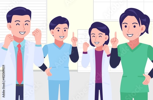 Young and healthy healthcare professionals with background