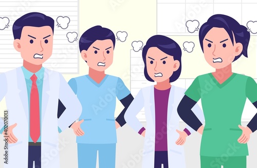 Young and healthy healthcare professionals with background