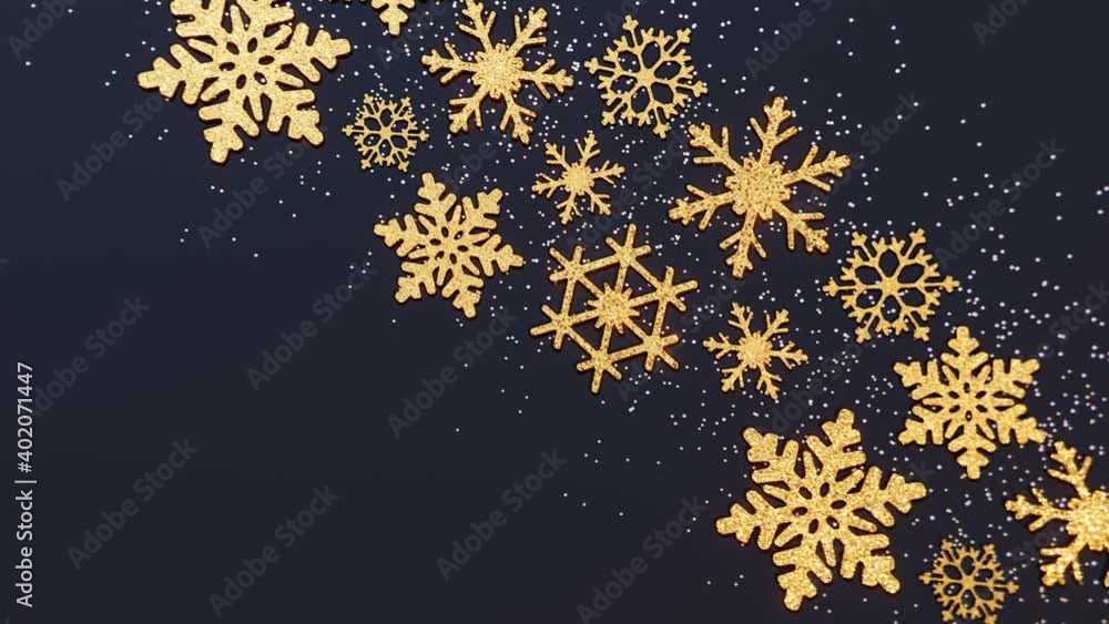Beautiful shiny golden snowflakes on the black background. Gold glitter stars. Beautiful shiny golden snowflakes on the black background. Gold glitter stars.