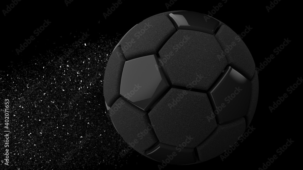 Naklejka premium Soccer ball with Particles under Black Background. 3D sketch design and illustration. 3D CG. 3D high quality rendering. 