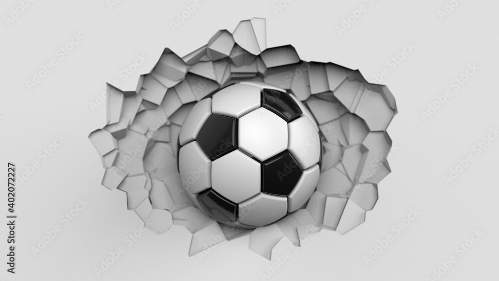 Obraz premium Soccer ball with Particles under Black Background. 3D sketch design and illustration. 3D CG. 3D high quality rendering. 