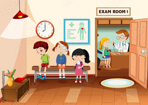 Kid in the hospital with a doctor scene