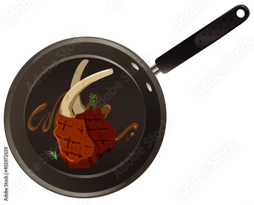 Aerial view of food on pan