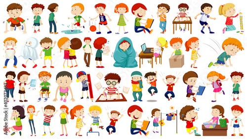Fototapeta Naklejka Na Ścianę i Meble -  Set of cute kids cartoon character
