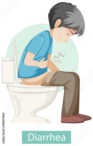 Cartoon character with diarrhea symptoms