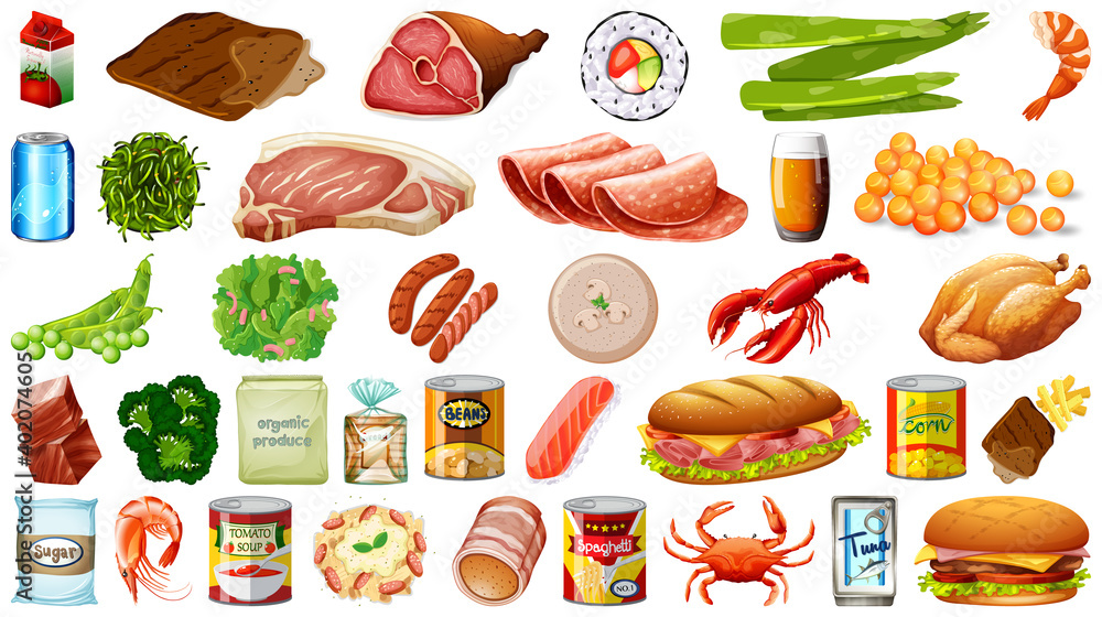 Set of food isolated Set of food isolated