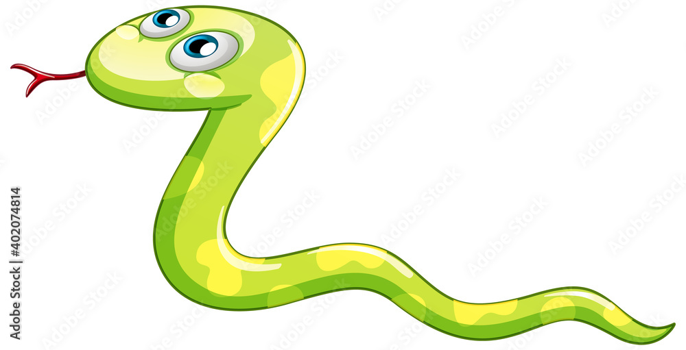 A green snake cartoon character on white background A green snake cartoon character on white background