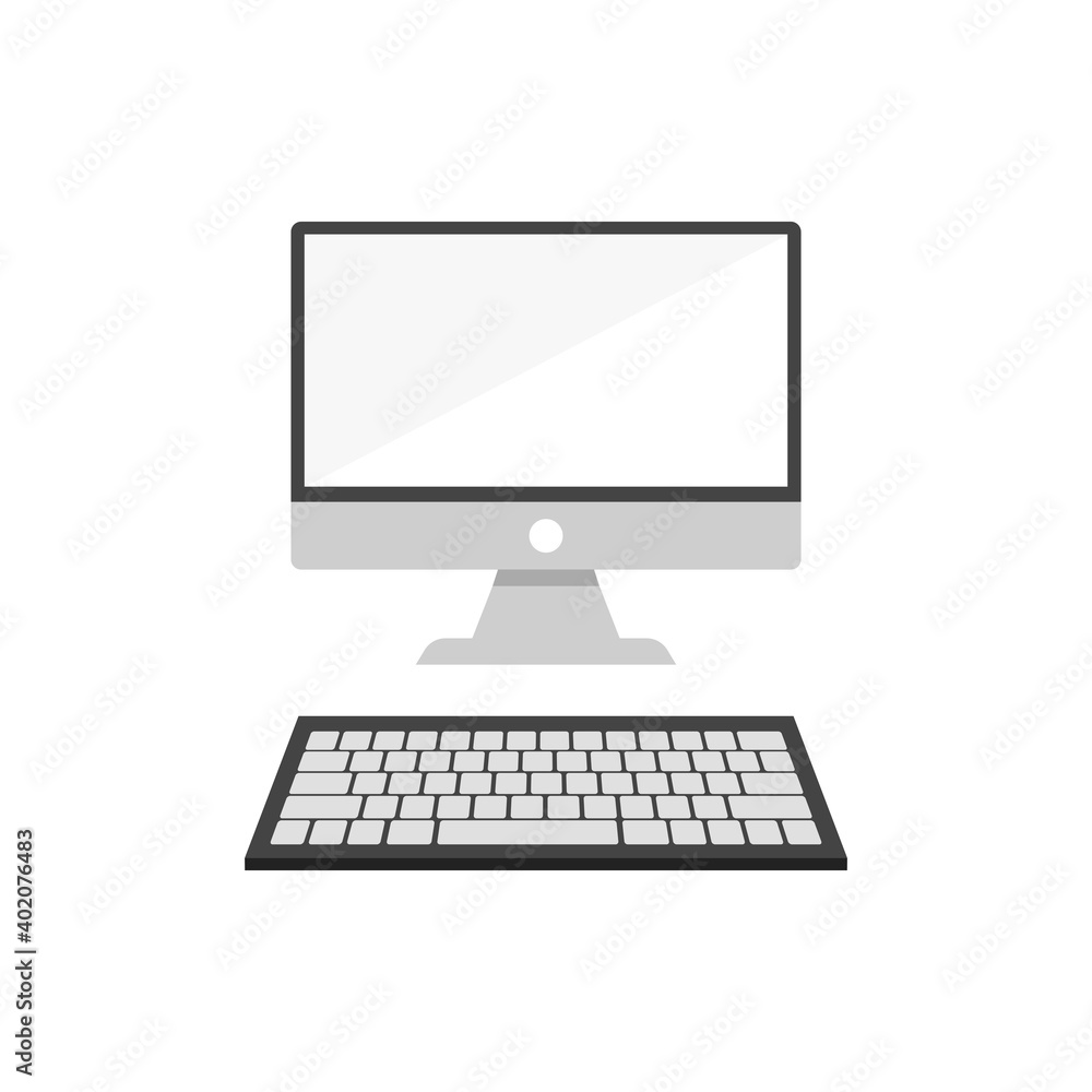 Modern flat screen computer monitor and keyboard. Vector illustration. Modern flat screen computer monitor and keyboard. Vector illustration.