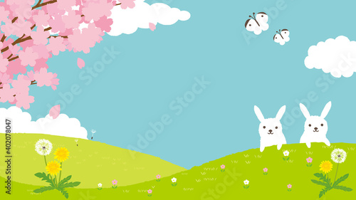 春の風景　背景イラスト
