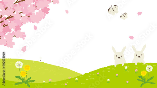 春の風景　背景イラスト