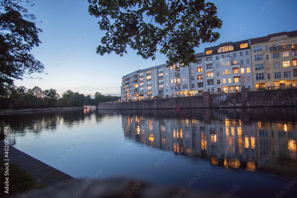 apartments in the sunset at the river in the near of berlin castle park