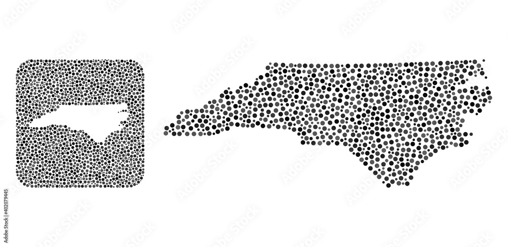 Map of North Carolina State mosaic designed with rounded points and ...