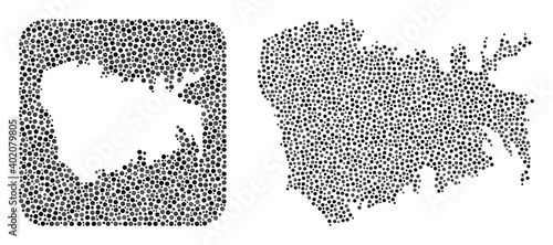 Wallpaper Mural Map of Nuku Hiva Island mosaic composed with round dots and subtracted space. Vector map of Nuku Hiva Island mosaic of round dots in various sizes and silver color tones. Torontodigital.ca