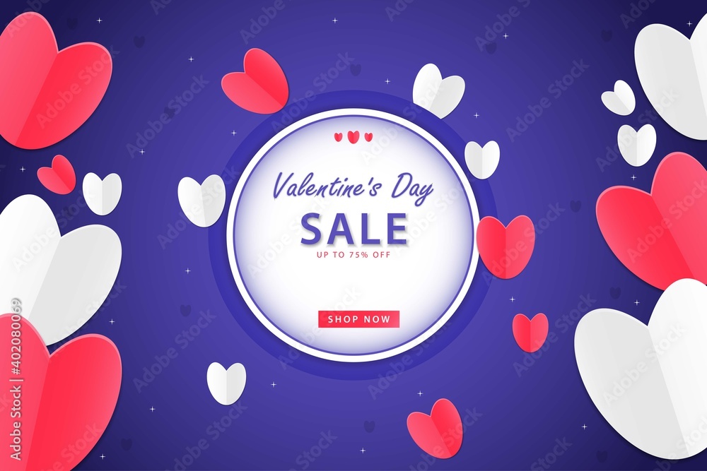Flat valentine's day sale template Free Vector. Flat style. EPS 10.