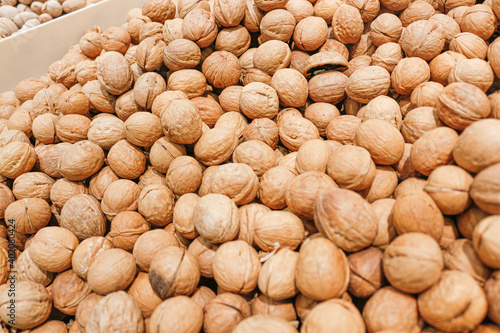 Delicious walnuts on sale in supermarkets