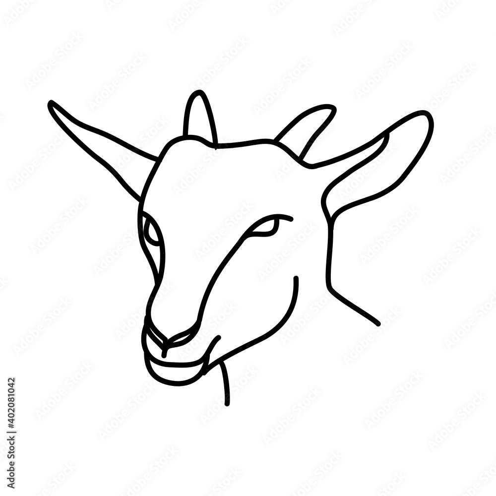 Animal goat icon design. Vector, clip art, illustration, line icon design style.
