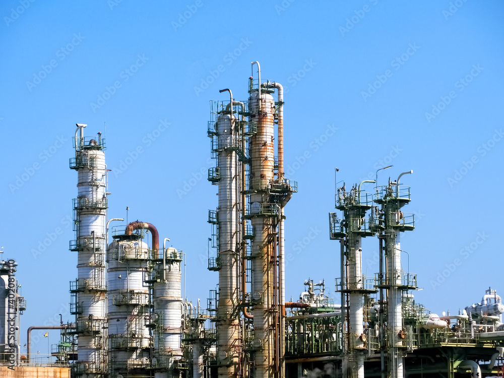 plant petrochemical In the daytime with copy space on top. plant petrochemical In the daytime with copy space on top.