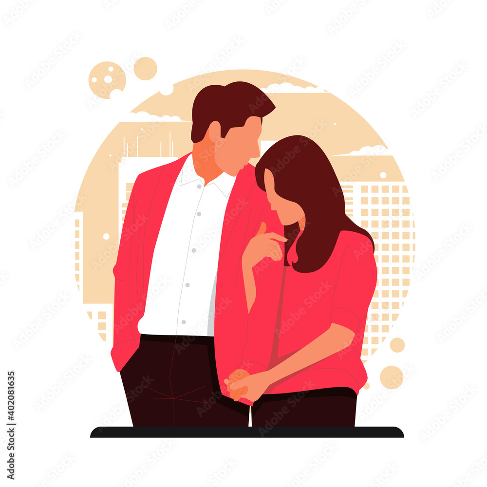 portrait of romantic couple for valentines day. flat design concept. vector illustration portrait of romantic couple for valentines day. flat design concept. vector illustration