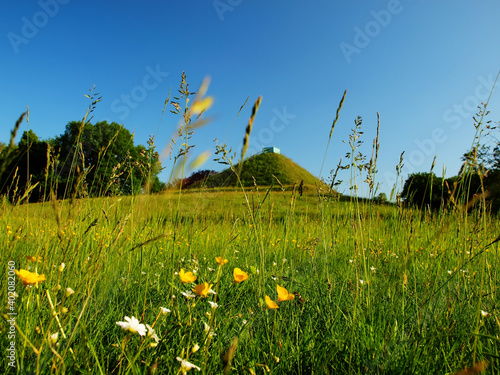 View of the land pyramid in the background in Branitzer Park photo