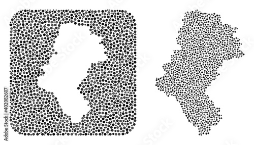 Fotografie Map of Silesia Province mosaic created with round dots and subtracted shape