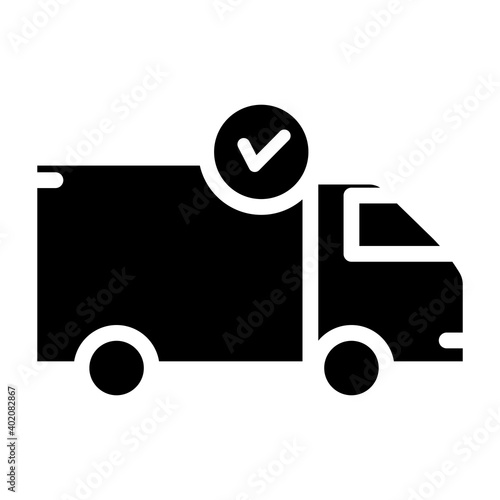 Delivery on time icon. truck icon with checklist. simple design editable. Design template vector