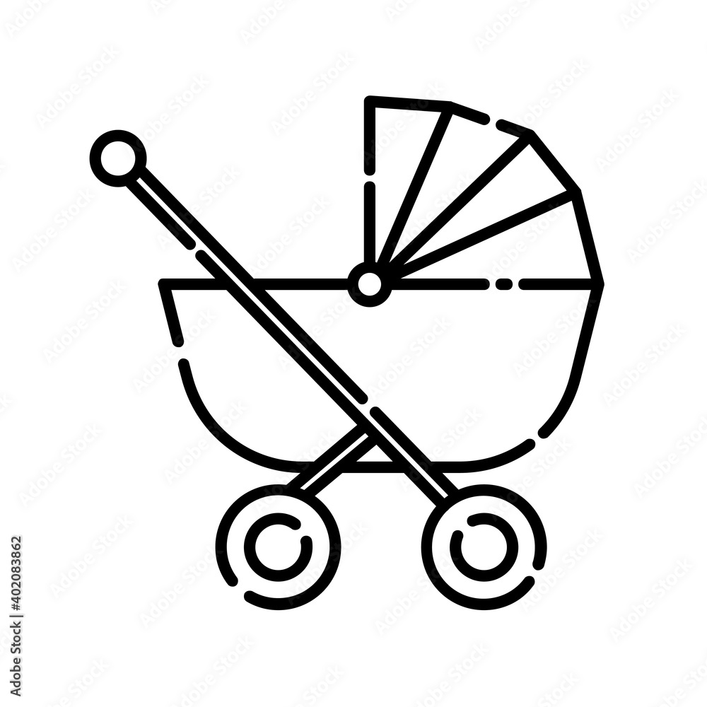Baby stroller, Icon design, Vector, Clip art, Illustration, Line icon design Style. Baby stroller, Icon design, Vector, Clip art, Illustration, Line icon design Style.