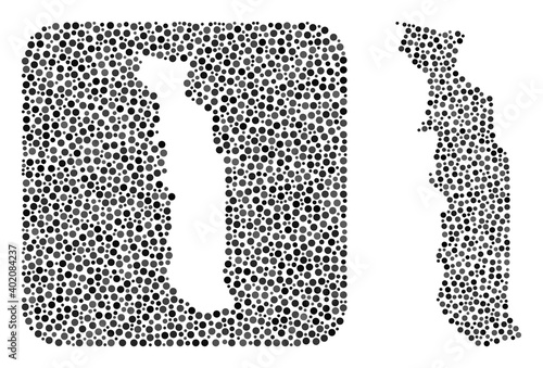 Map of Togo mosaic formed with spheric dots and subtracted shape. Vector map of Togo mosaic of spheric dots in various sizes and silver color hues. Designed for education proclamations.