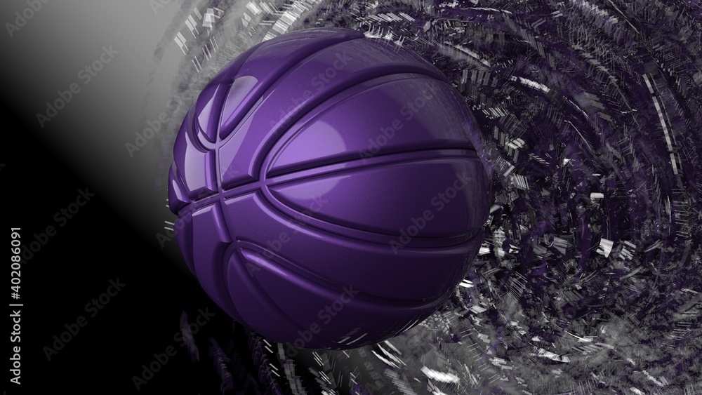 Basketball and Particles. 3D illustration. 3D high quality rendering. 3D CG.	
