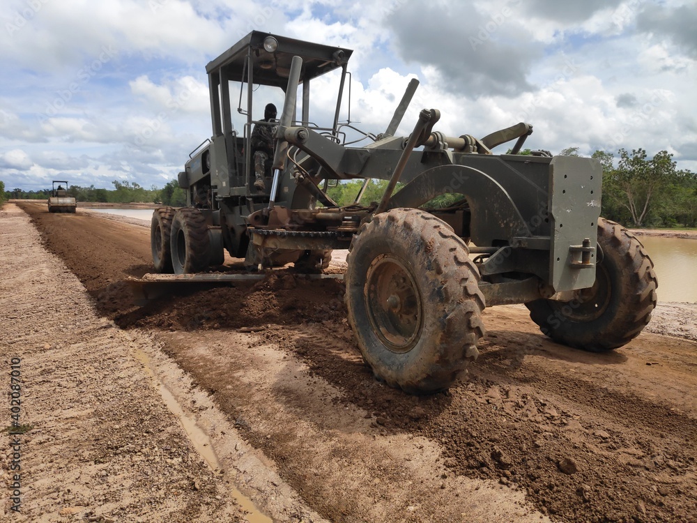 Fototapeta premium Heavy equipment creates new roads.