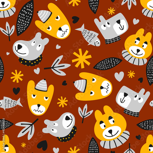 Cute pattern animals cartoo...