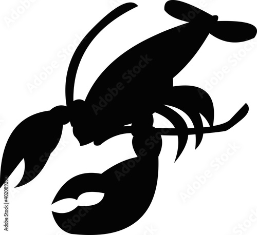 Vector emoticon illustration of the silhouette of a sea lobster