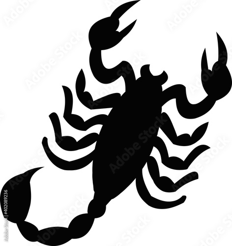 Vector illustration of emoticon of the silhouette of a scorpion