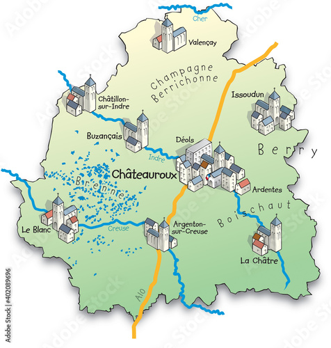 36 Carte du département de l'Indre