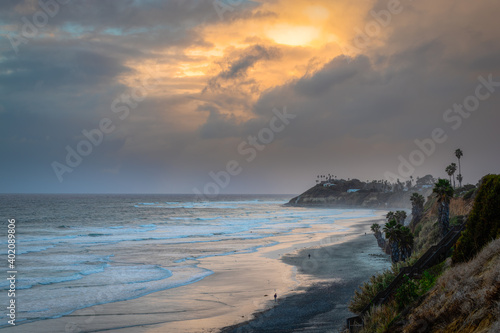Winter storm sunset at the San Elijo Campgrounds in Encinitas CA