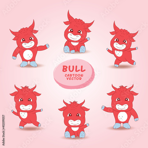 Ox bull cow Cartoon set isolated