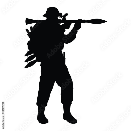Thailand black rangers forces man with his weapon silhouette vector
