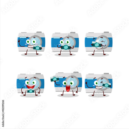 Photographer profession emoticon with pocket camera cartoon character photo