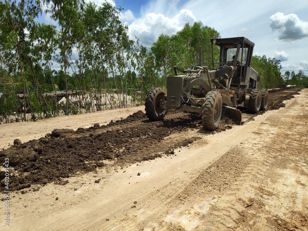 Heavy equipment creates new roads. Heavy equipment creates new roads.