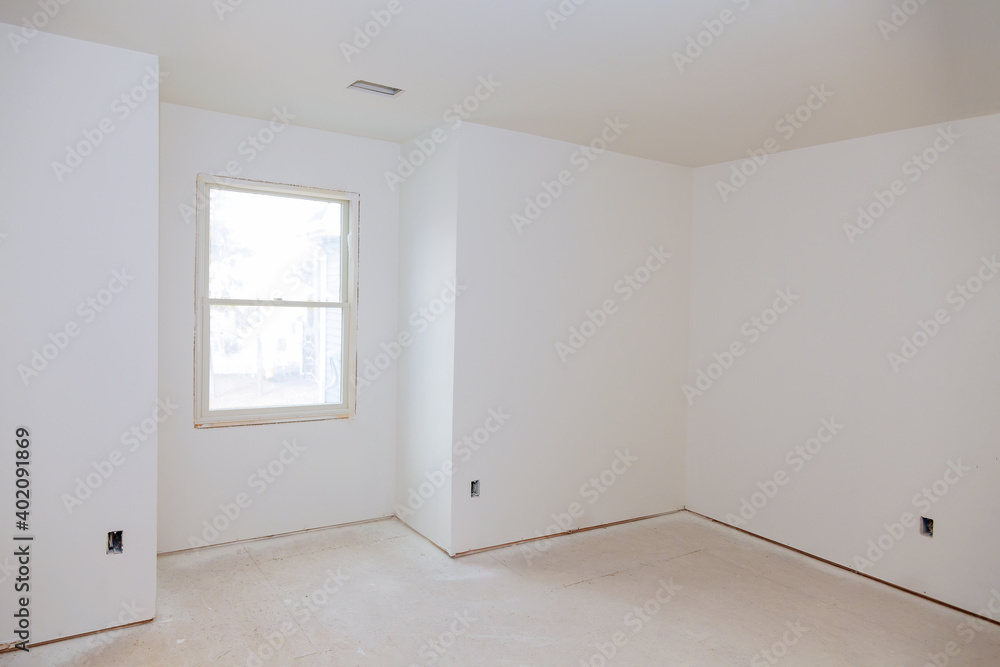 Interior of empty stylish modern with apartment with white wall Interior of empty stylish modern with apartment with white wall