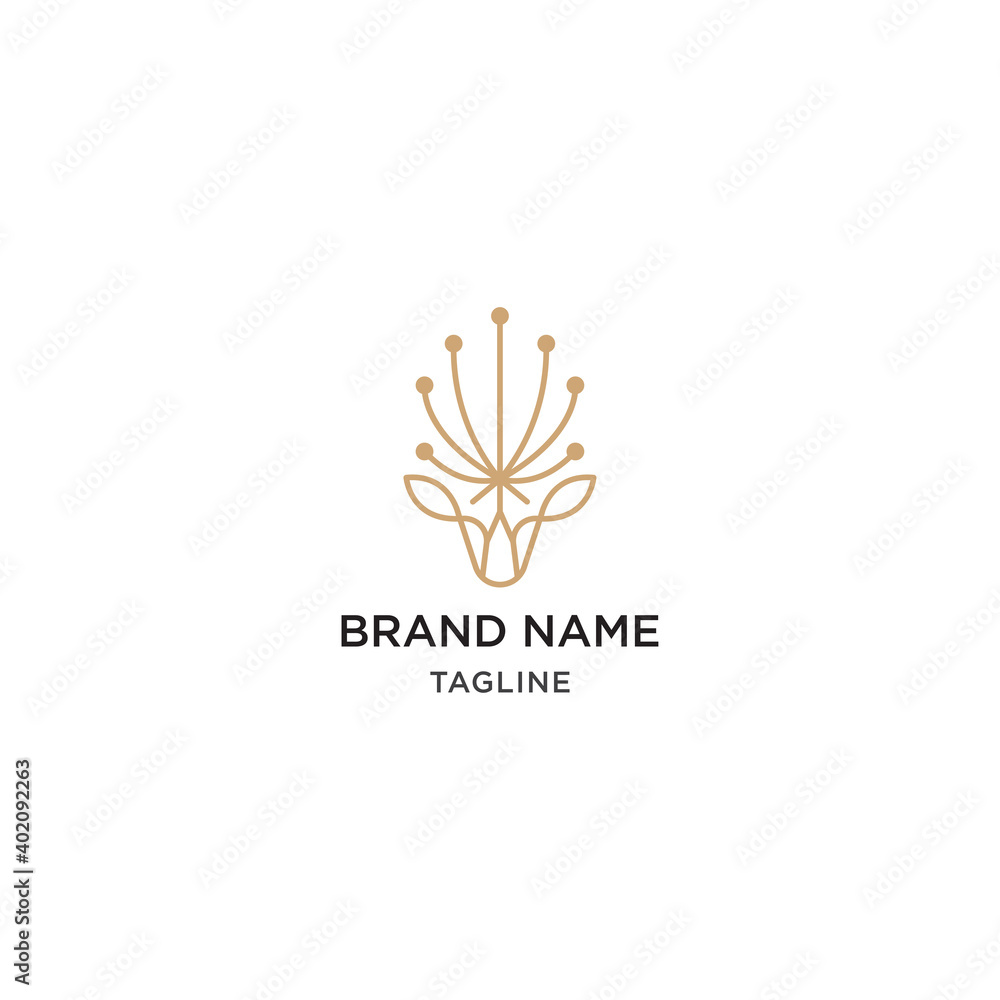 Deer dandelion logo design template - vector Deer dandelion logo design template - vector