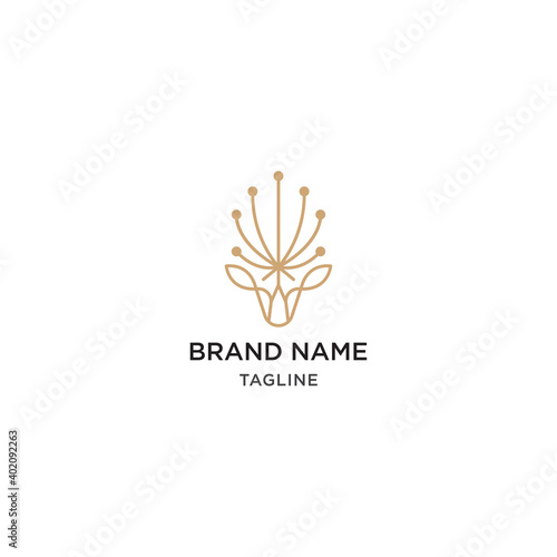 Deer dandelion logo design template - vector