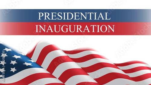 USA presidential inauguration day celebration concept greeting card with united states of america flag horizontal banner vector illustration