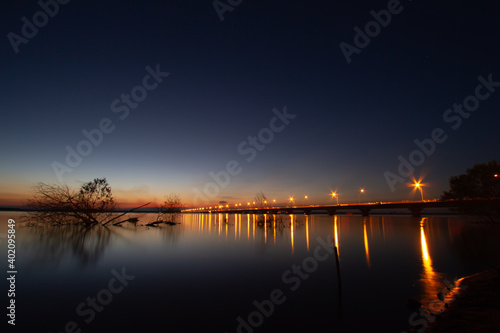 Night view of Thep Suda Bridge Kalasin Province  Thailand