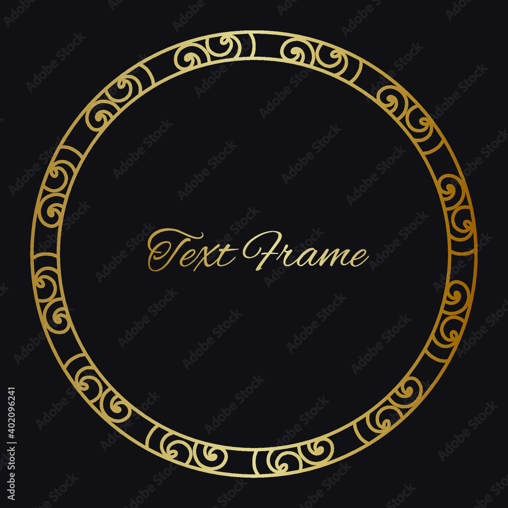 Gold ornate holiday frame on black background, isolated vector object
